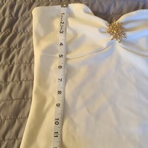 Divided White Strapless Top with Gold Sun Accent